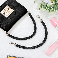 2Pcs Round Jet Rhinestone Synthetic Rubber Cord Bag Handles&nbsp;DIY-PH0035-49P