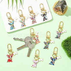 10Pcs 10 Styles Alloy Enamel Dog with Bone Pendant Decorations&nbsp;HJEW-YW00297