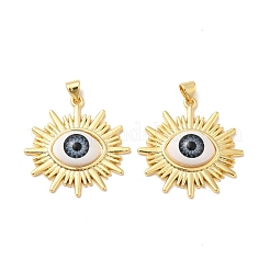 Evil Eye Resin Brass Pendants&nbsp;RESI-E026-02G-M