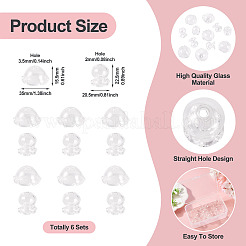 6 Sets Transparent Glass Bead Caps&nbsp;GLAA-BY0001-07B