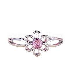 Flower Brass Micro Pave Pearl Pink Cubic Zirconia Finger Rings&nbsp;FS-WGCFB35-03