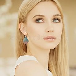 3 Pairs 3 Style Alloy Teardrop with Rhombus Dangle Earrings for Women&nbsp;EJEW-AN0002-01