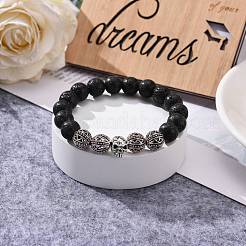 Natural Lava Rock Round Beads Essential Oil Anxiety Aromatherapy Stretch Bracelet for Girl Women Gift&nbsp;BJEW-JB07055