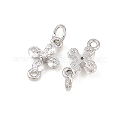 Brass Pave Clear Cubic Zirconia Cross Links Connector Charms&nbsp;KK-G544-16P