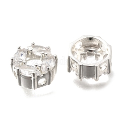 Brass Micro Pave Cubic Zirconia Beads&nbsp;KK-F913-02P-01
