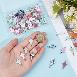 70Pcs 7 Colors Two Tone Cross Acrylic Connector Charms&nbsp;PALLOY-PH01848