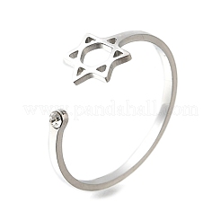304 Stainless Steel Micro Pave Cubic Zirconia Open Cuff Rings&nbsp;LS-RJEW-S628-02P
