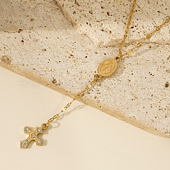 Vintage 306 Stainless Steel Crystal Rhinestone Rosary Bead Necklaces&nbsp;BS0386