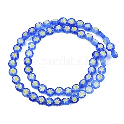 Handmade Millefiori Glass Flat Round Bead Strands&nbsp;LK-P010-04