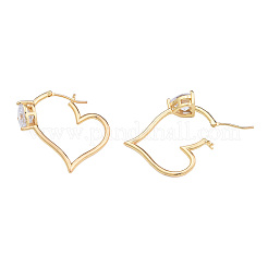 Cubic Zirconia Heart Hoop Earrings&nbsp;EJEW-N011-76