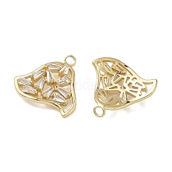 Brass Micro Pave Clear Cubic Zirconia Pendants&nbsp;KK-C259-02G