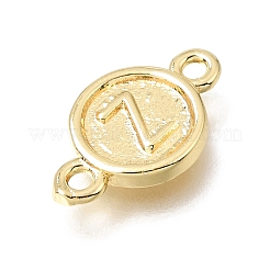 Brass Disc with Initial Links Connector Charms&nbsp;KK-E802-36G-Z