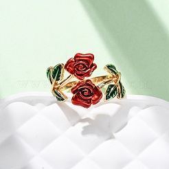 Zinc Alloy Enamel Open Cuff Rings for Women&nbsp;RJEW-U058-01G