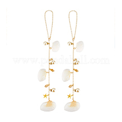 2Pcs Shell & Alloy Pendant Decorations&nbsp;HJEW-PH02270