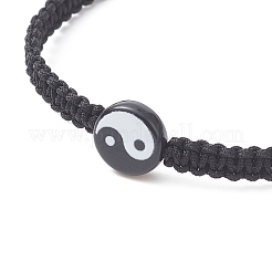 2Pcs 2 Color Acrylic Yin Yang Braided Bead Bracelets Set&nbsp;BJEW-JB09406