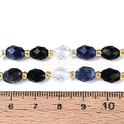Natural Obsidian & Sodalite & Quartz Crystal Beads Strands&nbsp;G-N358-04A-02