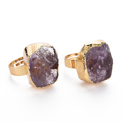 Adjustable Natural Amethyst Finger Rings&nbsp;G-S359-301