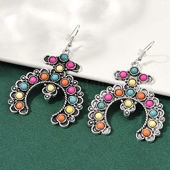 Alloy Synthetic Turquoise Dangle Earrings for Women&nbsp;EJEW-U053-10AS-01