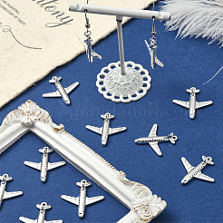 50Pcs Tibetan Style Alloy Airplane Pendants&nbsp;FIND-SC0018-08