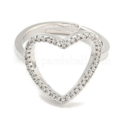 Heart Rack Plating Brass Micro Pave Cubic Zirconia Heart Adjustable Rings for Women&nbsp;RJEW-F162-12P