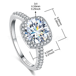 Rhodium Plated 925 Sterling Silver Pave 6.5x3.9mm Moissanite Finger Rings for Women&nbsp;WGE3211-02