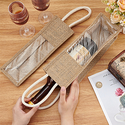 1-Sot Rectangle Linen Wine Storage Bags with Handle&nbsp;ABAG-WH0046-28A