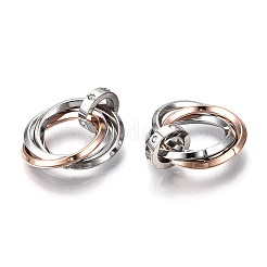 Ion Plating(IP) 201 Stainless Steel Interlocking Ring Pendants&nbsp;LS-STAS-N099-01RG