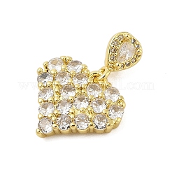 Heart Rack Plating Brass Micro Pave Cubic Zirconia Pendants&nbsp;KK-Z074-55G