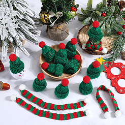 12Pcs Woolen Crochet Mini Hat with Pom Pom Ball with 12Pcs Mini Knitting Wool Yarn Scarf with 1Pc Rectangle Plastic Bags&nbsp;AJEW-SC0003-46B