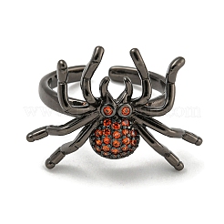 Rack Plating Brass Micro Pave Cubic Zirconia Spider Open Cuff Rings for Women&nbsp;RJEW-I104-24B