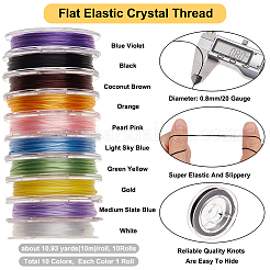 10 Rolls 10 Colors Flat Elastic Crystal String&nbsp;EW-BBC0001-01