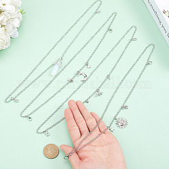 8Pcs 4 Styles Moon Sun Bullet 304 Stainless Steel & Brass & Alloy Shoes Chains&nbsp;HJEW-GO00203