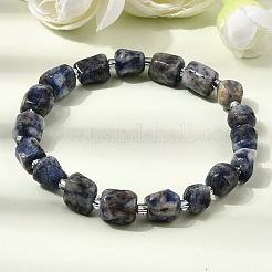 Natural Blue Spot Jasper Column Beaded Stretch Bracelets&nbsp;GG-CBA05D5-01B-02