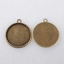 Vintage Tibetan Style Alloy Pendant Cabochon Bezel Settings&nbsp;TIBEP-M018-78AB-NF