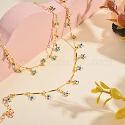 2Pcs 2 Colors Brass Bar Link Chain Anklets&nbsp;AJEW-SZ0001-28G