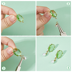 8Pcs 4 Colors Glass Stud Earring Findings&nbsp;FIND-HS0002-22