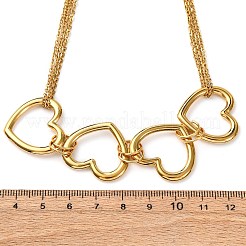 304 Stainless Steel Four Heart Rings Pendant Necklaces for Women&nbsp;NJEW-K296-01G
