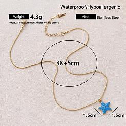 Vintage Ocean 304 Stainless Steel Enamel Starfish Pendant Necklaces for Women&nbsp;FT5866