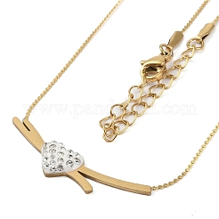 Heart Polymer Clay Rhinestone Pendant Necklaces&nbsp;NJEW-K266-01G