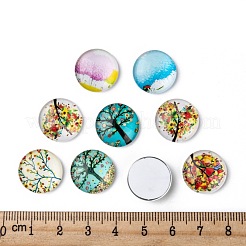Tree of Life Printed Half Round/Dome Glass Cabochons&nbsp;GGLA-A002-16mm-GG