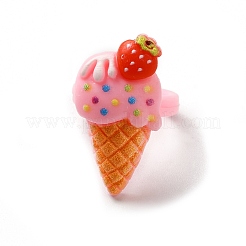 Cartoon Sweetmeats Resin Open Cuff Ring for Kids&nbsp;RJEW-K239-21