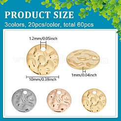 60Pcs 3 Colors 304 Stainless Steel Charms&nbsp;STAS-PH0006-60