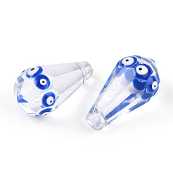 Transparent Glass with Enamel Evil Eye Beads&nbsp;GLAA-N001-03