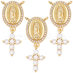 8Pcs Brass Micro Pave Clear Cubic Zirconia Pendants&nbsp;KK-SC0007-97