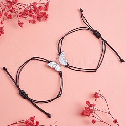 2Pcs White Brass Enamel Butterfly Link Bracelets Set&nbsp;JB732A