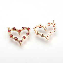 Brass Cubic Zirconia Charms&nbsp;KK-R015-094G-03
