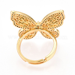 Adjustable Brass Micro Pave Cubic Zirconia Finger Rings for Women&nbsp;KK-T074-04G
