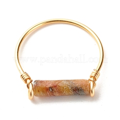 Natural Jade Column Beads Finger Ring&nbsp;RJEW-JR00404-03
