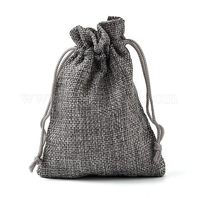 Polyester Imitation Burlap Packing Pouches Drawstring Bags&nbsp;X-ABAG-R005-9x12-04-1