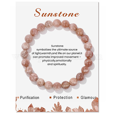 Synthetic Sunstone Beaded Stretch Bracelets&nbsp;PW-WG7FE75-17-1-1